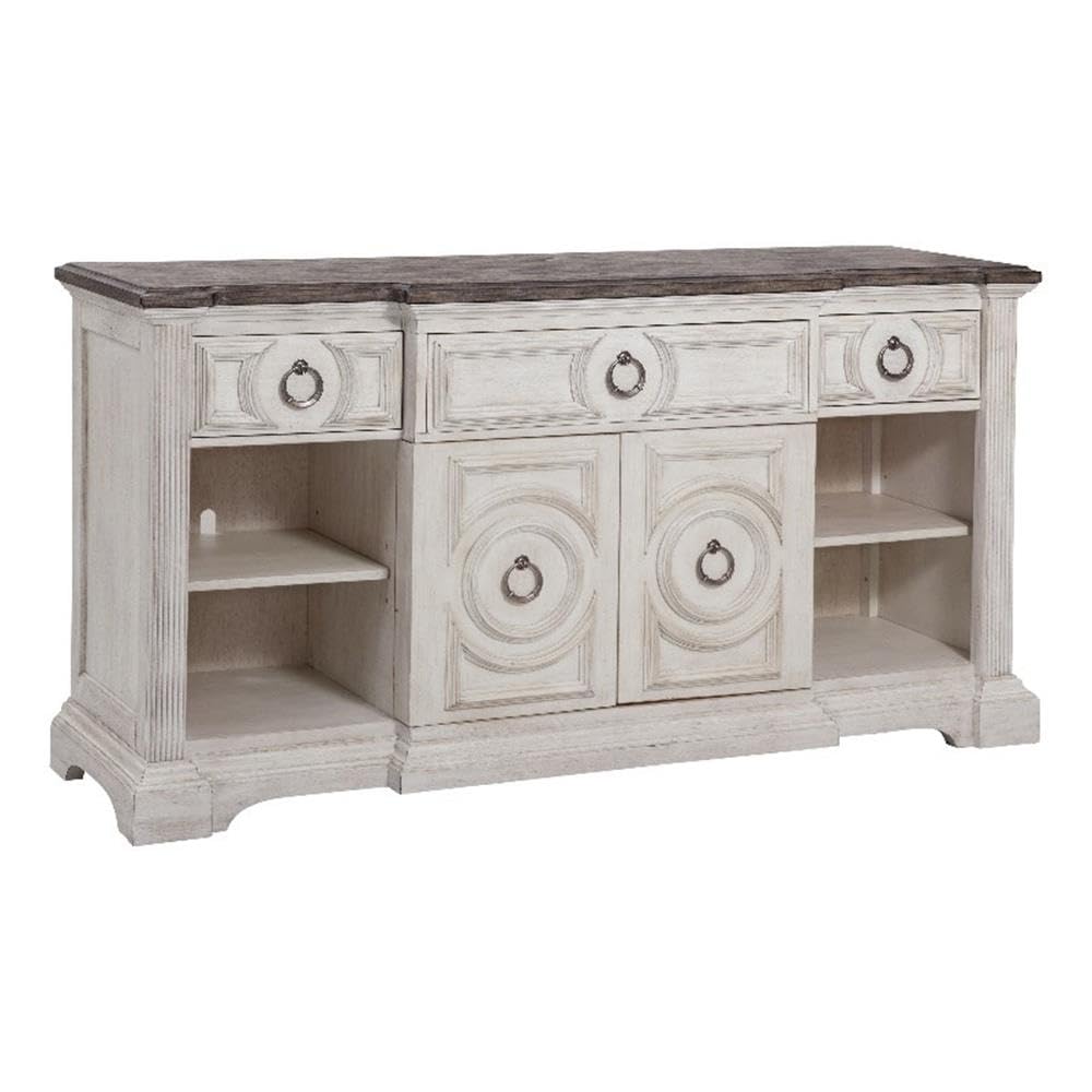 American Woodcrafters Brighten Distressed Antique White 72-inch Wood Console
